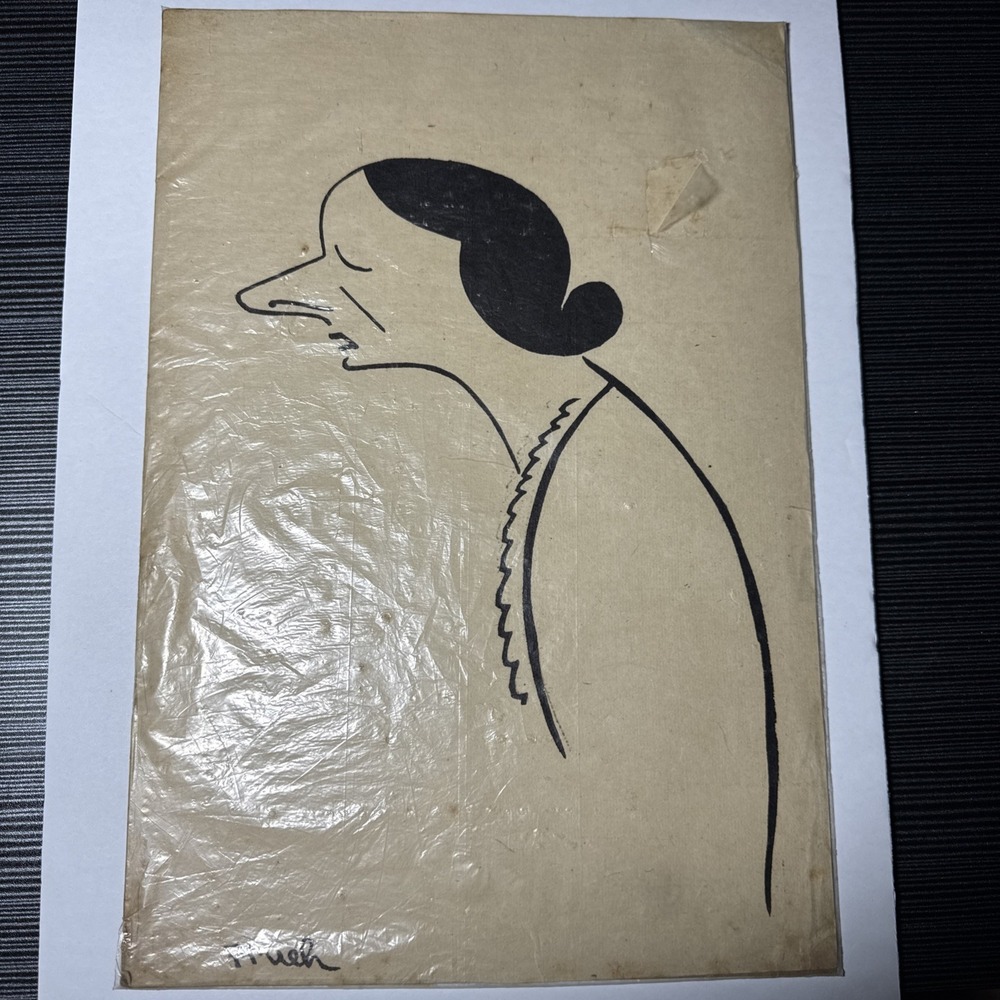 1920's Alfred J. Frueh Original Linocut Caricature of Francis Starr - 14 x 11